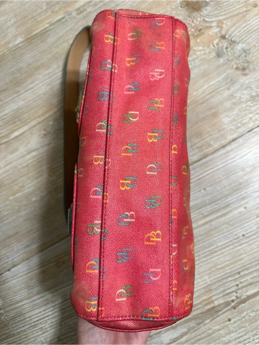 Vintage Dooney and Bourke Y2K Pink Rainbow Monogram Purse Coated Canvas - Picture 4 of 15